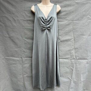VINCE V-Neck Midi Slip Dress Sage Green Size S Sleeveless Gathered Front Party